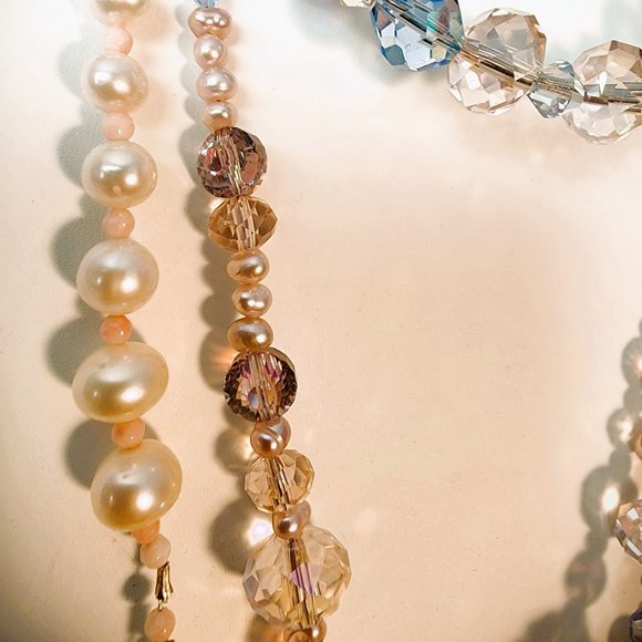 Pearls & Crystals Jewelry with Cultured Pearls Aussy Opal Angel Skin Coral - Picture 3 of 7